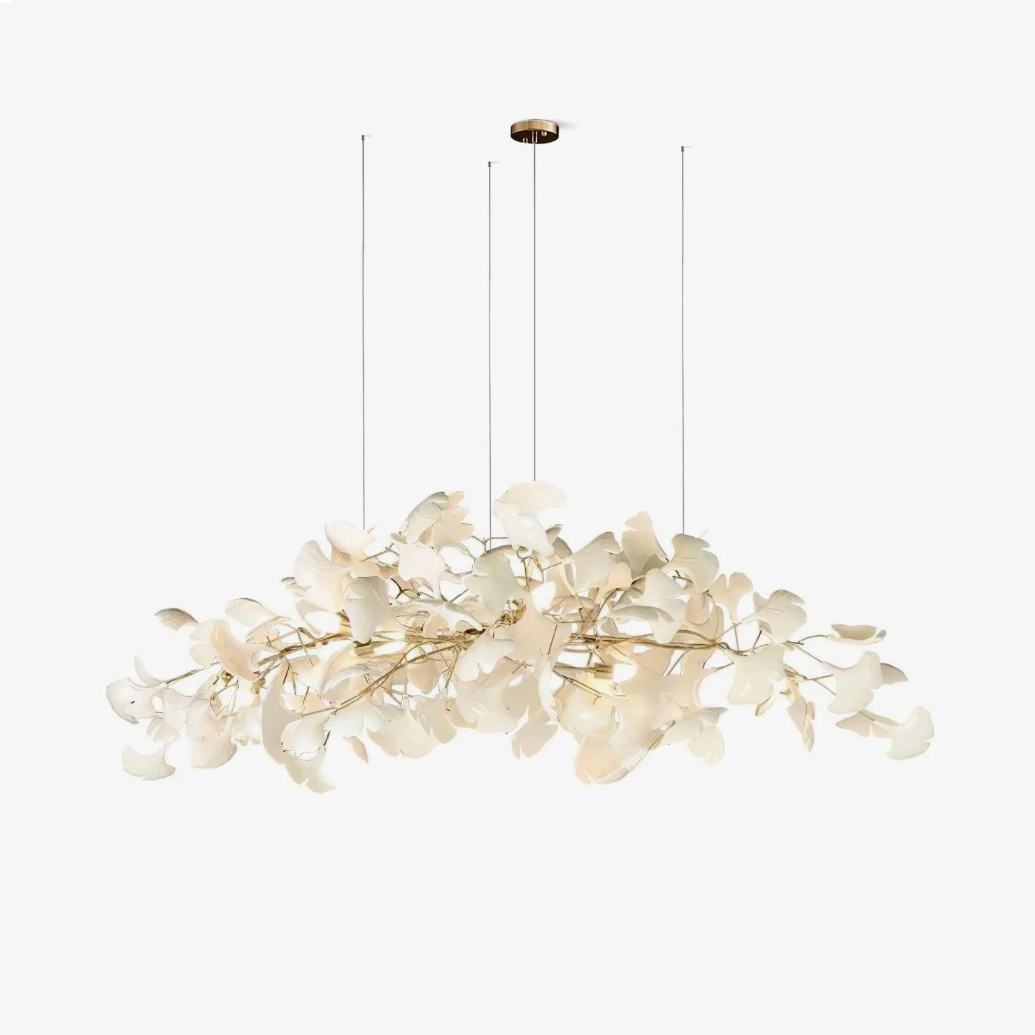 Ginkgo Tree Ceramic Petal Chandelier 70 in x 27.6 in Gold Indoor Ceiling Light | Thomler
