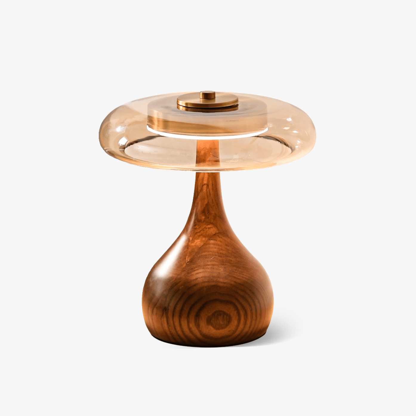 Wooden Table Lamp 9.8 in (25.0 cm) Amber Glass Shade Indoor Desk Lighting Warm Glow | Thomler