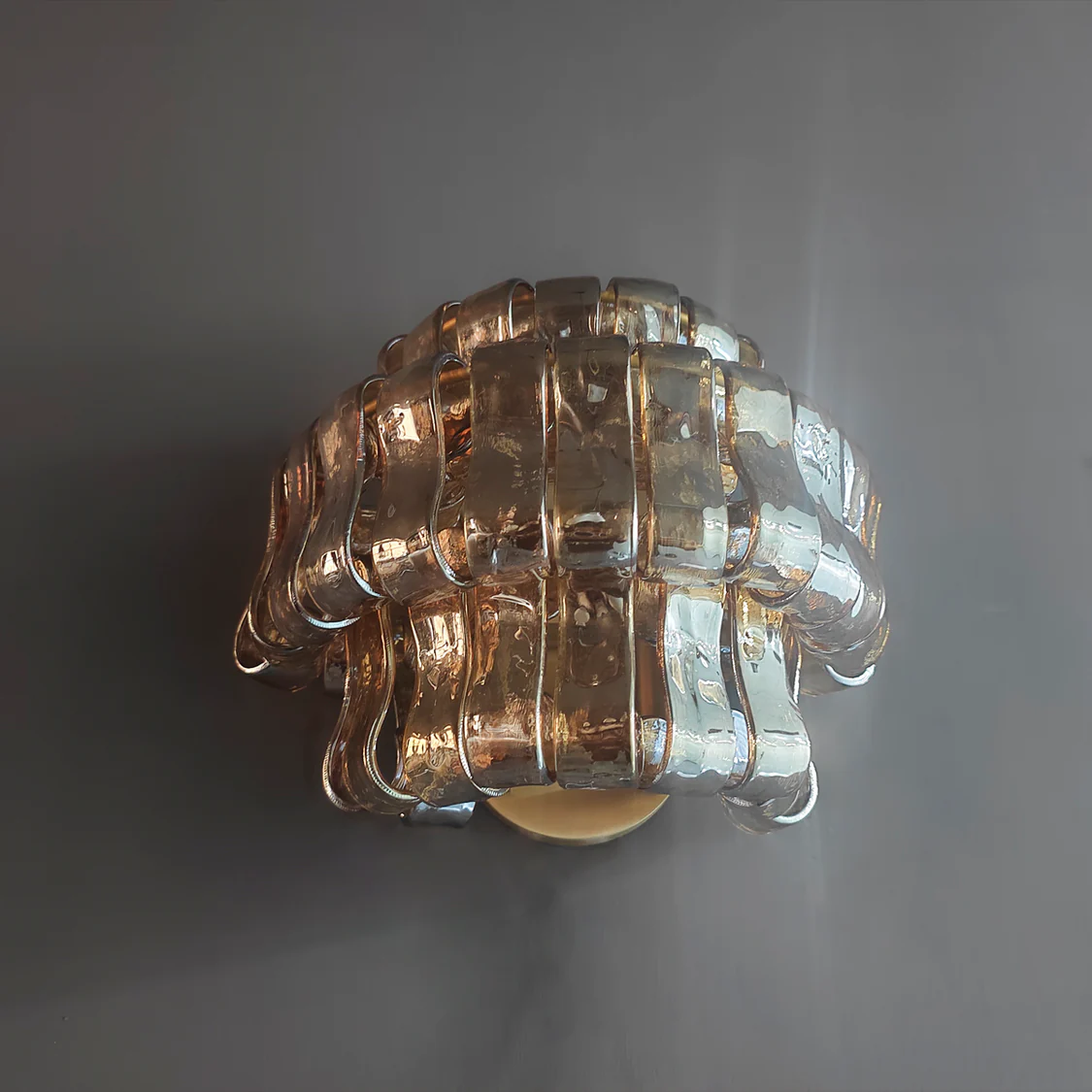 Textured Glass Wall Sconce Light Fixture with Curved Shade for Living Room Bedroom Dining Room | Hardwired 2-Bulb Accent Lighting | Thomler