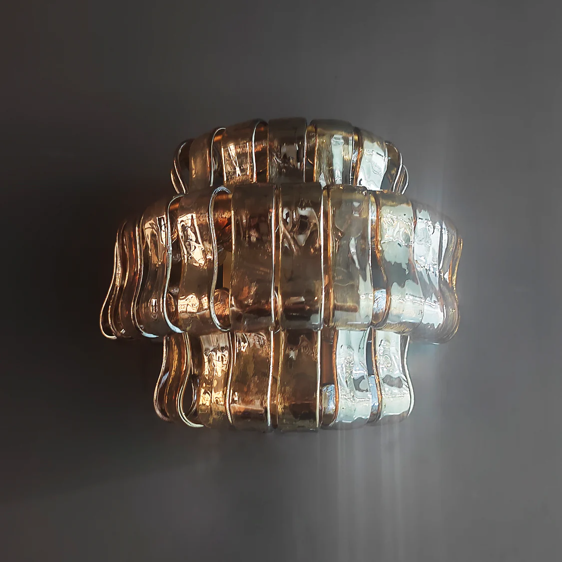 Textured Glass Wall Sconce Light Fixture with Curved Shade for Living Room Bedroom Dining Room | Hardwired 2-Bulb Accent Lighting | Thomler