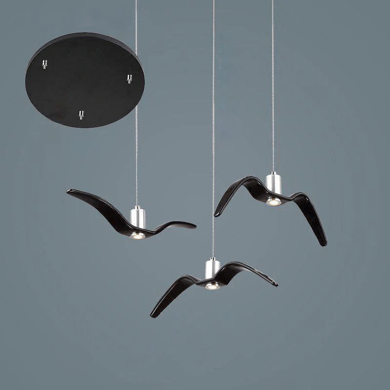 Pendant Light Resin LED 40.0 cm Black Dining Room Bird Ceiling Hanging Lamp Adjustable Cable Modern Scandinavian | Thomler