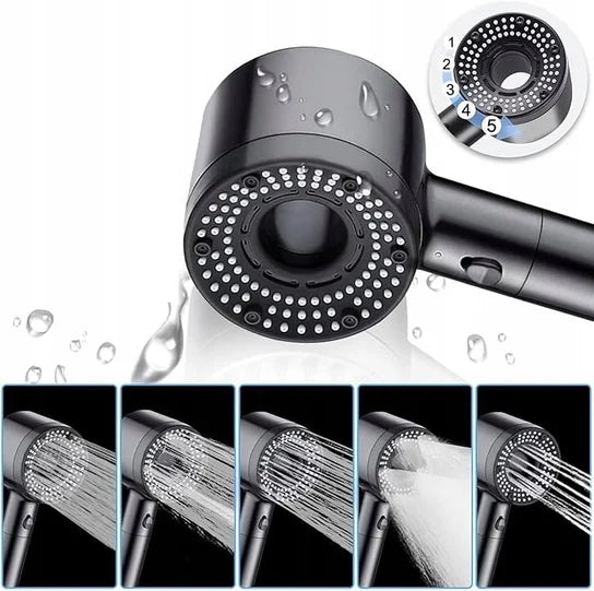 High-Pressure Handheld Shower Head with 5 Spray Patterns for Low Water Pressure Bathrooms | Thomler