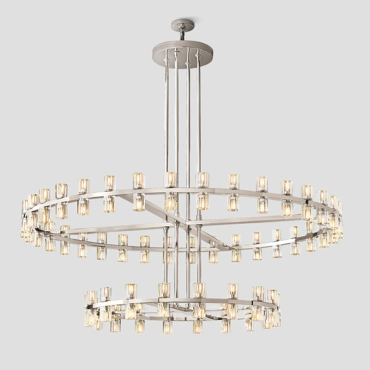 Two-Tier Crystal Chandelier 60 Inch Round Statement Lighting 108 Bulbs for Dining Room Living Room Bedroom Hotel Restaurant Grand Entryway | Thomler