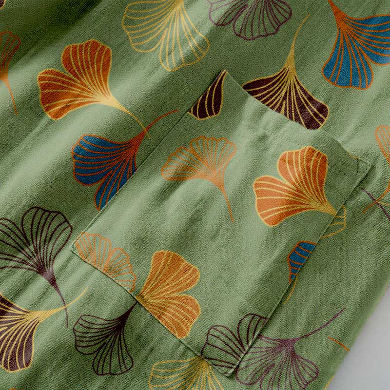Cotton Gauze Kimono Robe Women Men Lightweight Bathrobe Ginkgo Leaf Pattern Unisex Loungewear Spa Wrap Housecoat Sleepwear Quick-Dry | Thomler