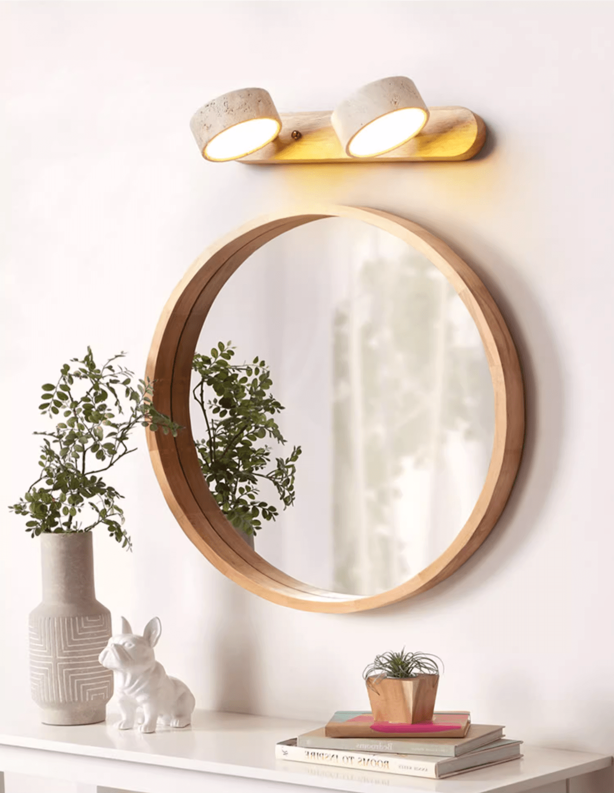 Travertine Duo Wall Light 12.6 in Yellow Stone 2-Lights Bedroom Hallway Living Room Decorative Lighting | Thomler
