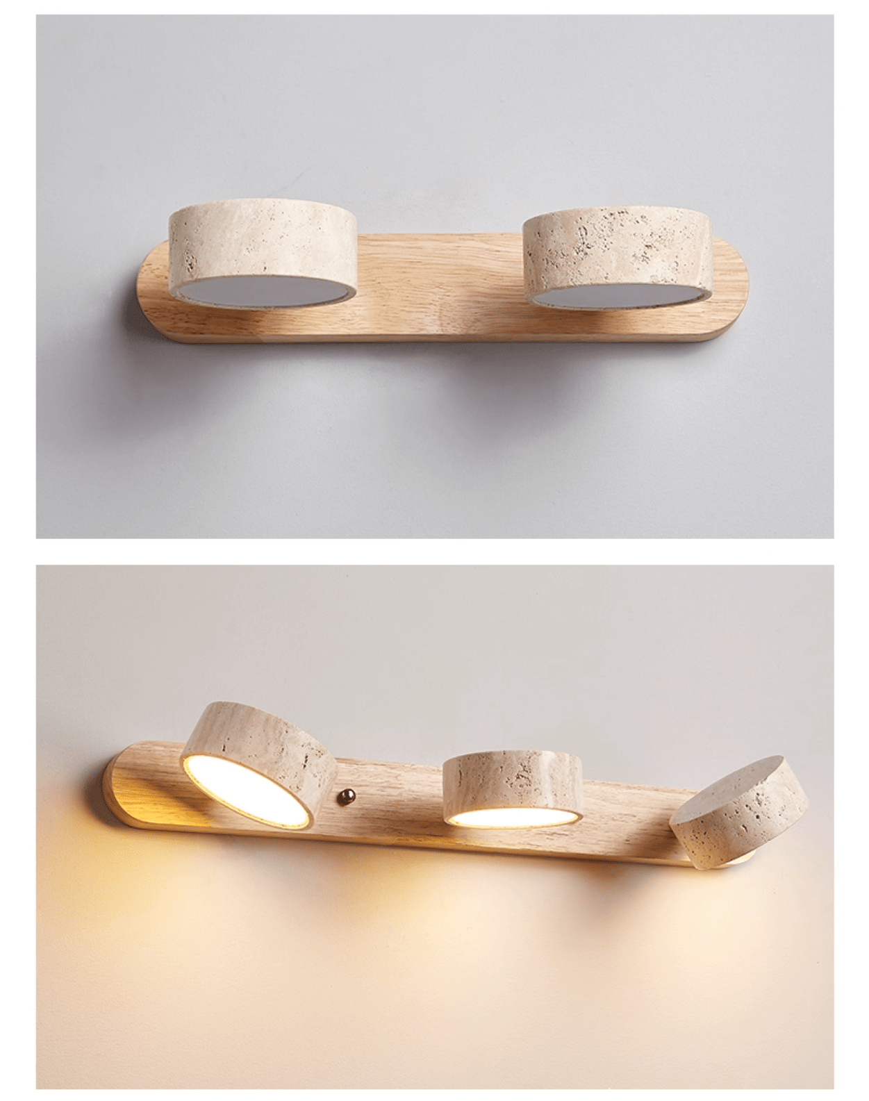 Travertine Duo Wall Light 12.6 in Yellow Stone 2-Lights Bedroom Hallway Living Room Decorative Lighting | Thomler