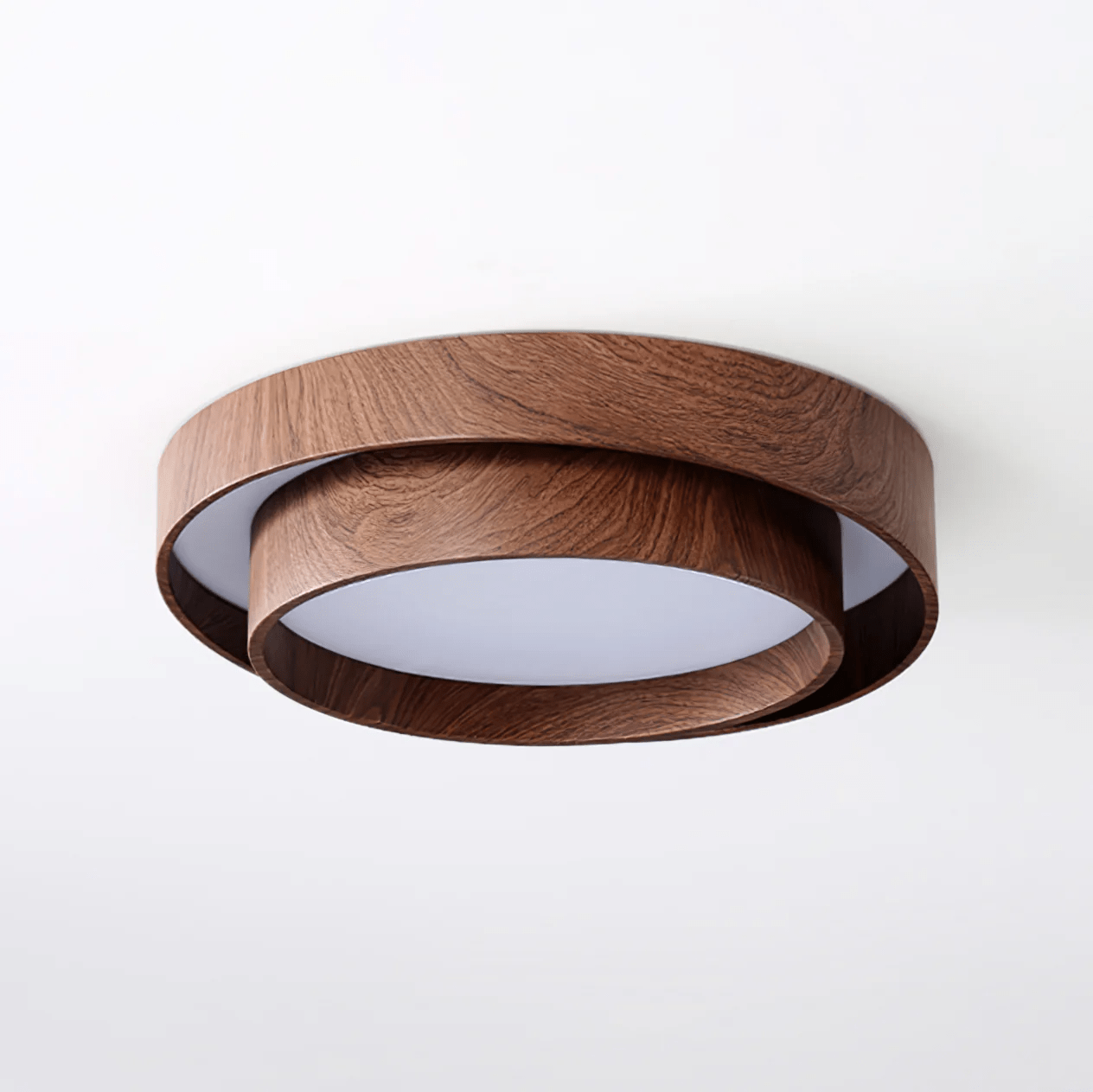 Ceiling Light Wood Look Walnut Integrated LED Japandi Bedroom Living Room Flush Mount Scandinavian Lighting | Thomler