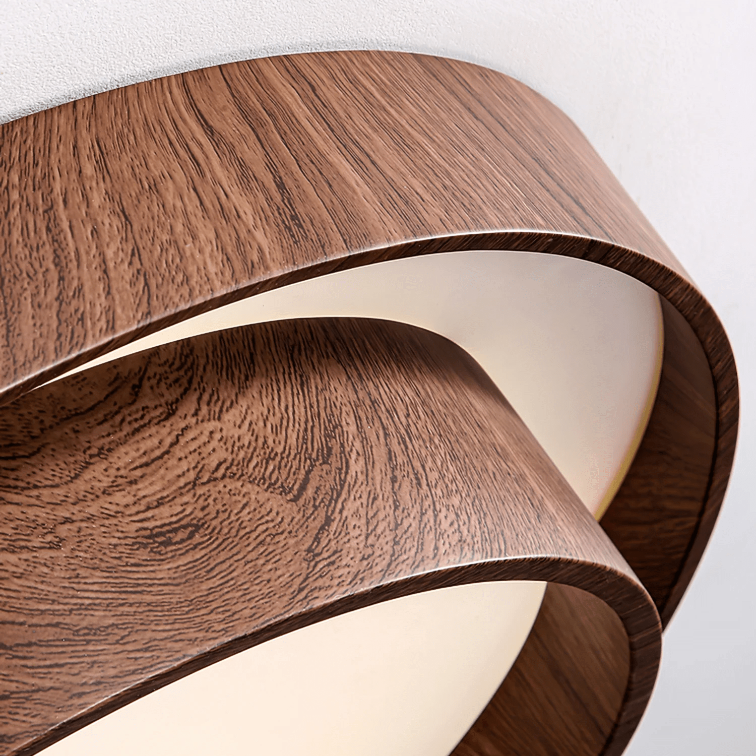 Ceiling Light Wood Look Walnut Integrated LED Japandi Bedroom Living Room Flush Mount Scandinavian Lighting | Thomler