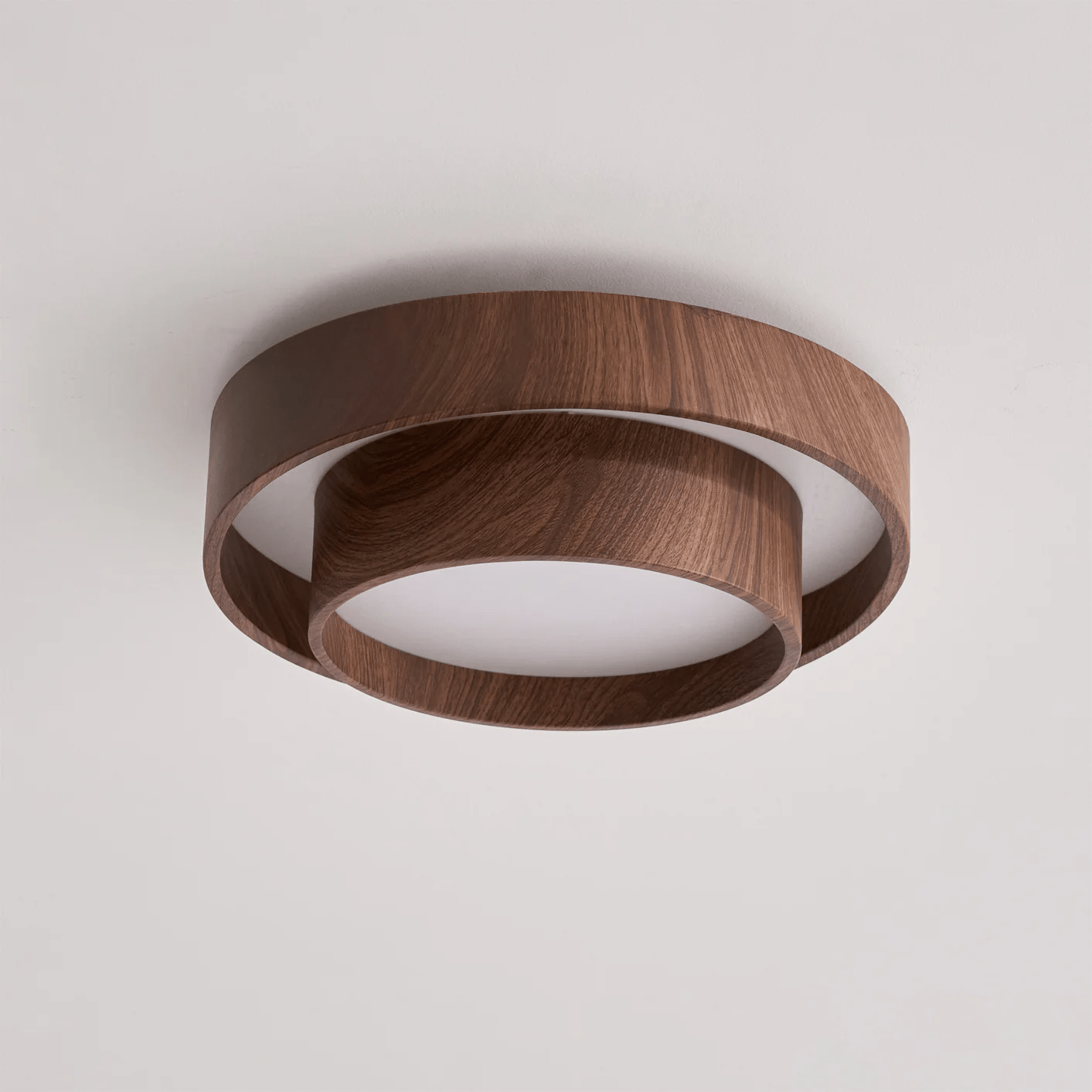 Ceiling Light Wood Look Walnut Integrated LED Japandi Bedroom Living Room Flush Mount Scandinavian Lighting | Thomler