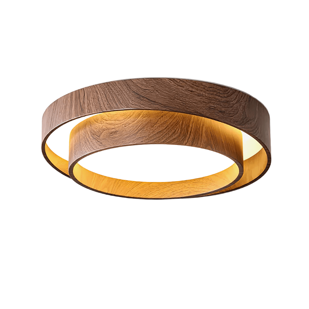 Ceiling Light Wood Look Walnut Integrated LED Japandi Bedroom Living Room Flush Mount Scandinavian Lighting | Thomler