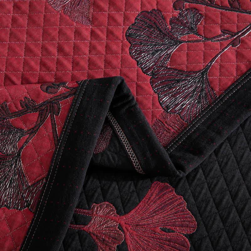 Reversible Cotton Quilt Ginkgo Leaf Design All-Season Bedspread Lightweight Throw Blanket for Bedroom Sofa Couch Travel Comfort | Thomler