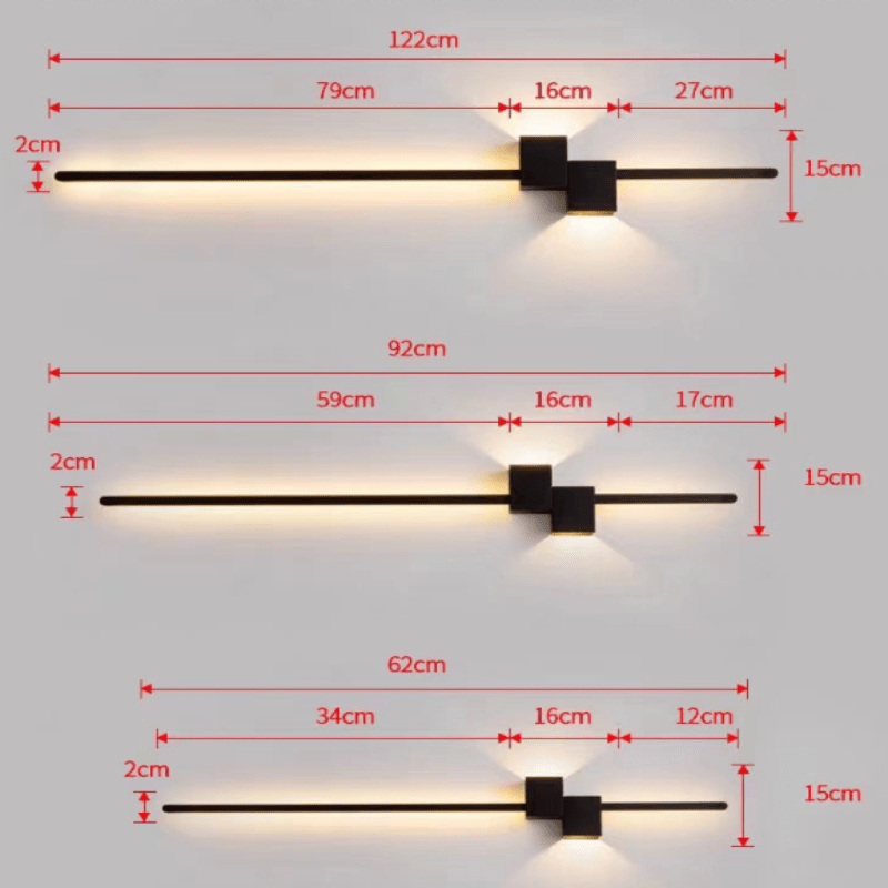 LED Wall Light Metal 24 in Minimalist Indirect Lighting Living Room Bedroom Hallway Accent Light | Thomler