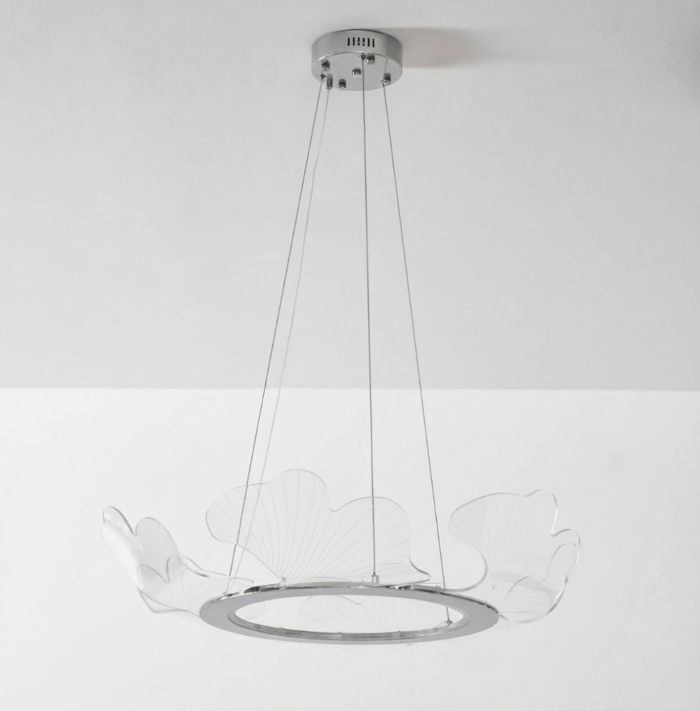 Metal Leaf Ceiling Light 26.7 in Round Gold Office Living Room Kitchen Fixture Adjustable LED | Thomler