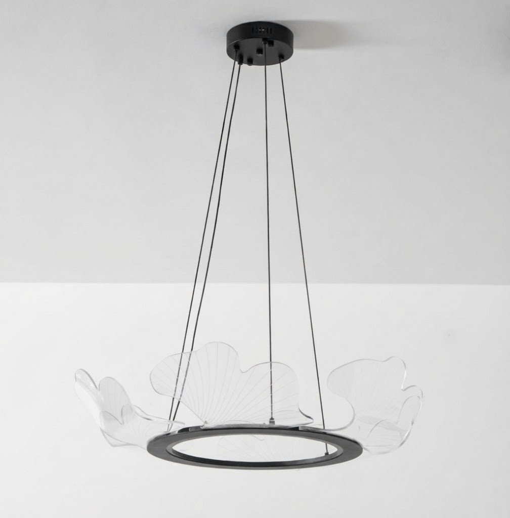 Metal Leaf Ceiling Light 26.7 in Round Gold Office Living Room Kitchen Fixture Adjustable LED | Thomler