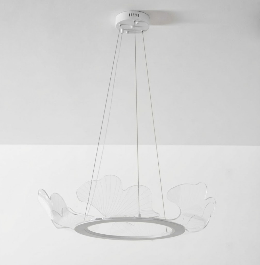 Metal Leaf Ceiling Light 26.7 in Round Gold Office Living Room Kitchen Fixture Adjustable LED | Thomler