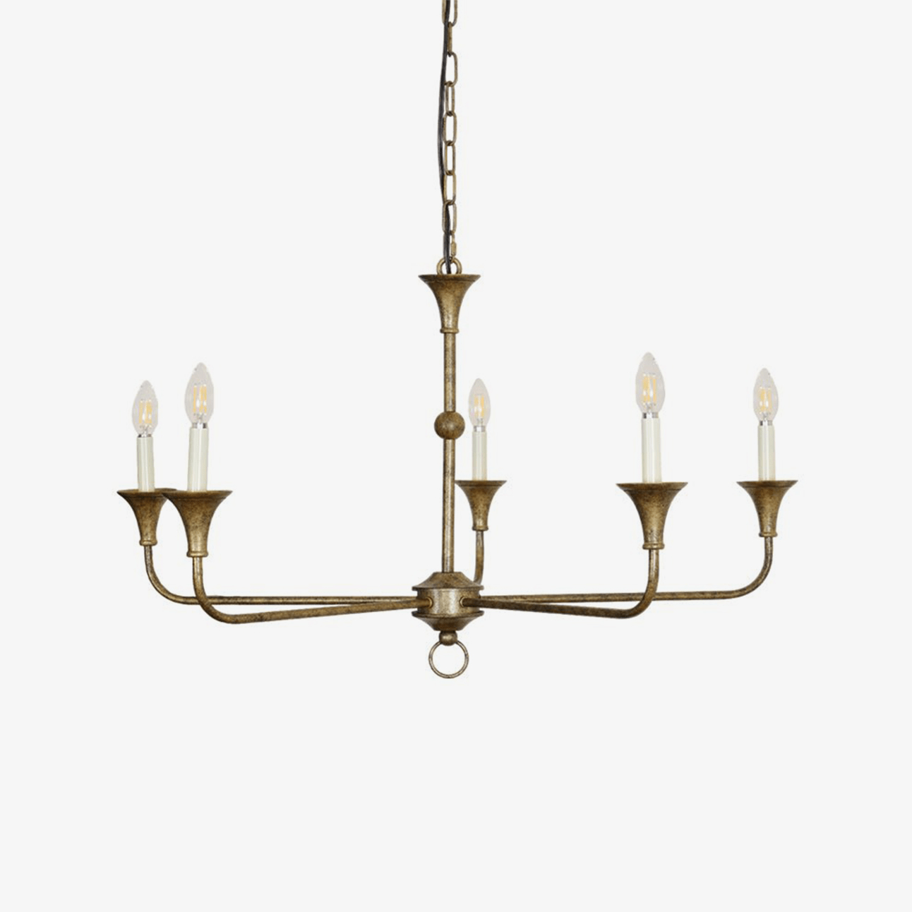 Pendant Light Brass Metal 91.0 cm Dining Room Candle Style Ceiling Chandelier Adjustable Chain E14 Hanging Fixture | Thomler