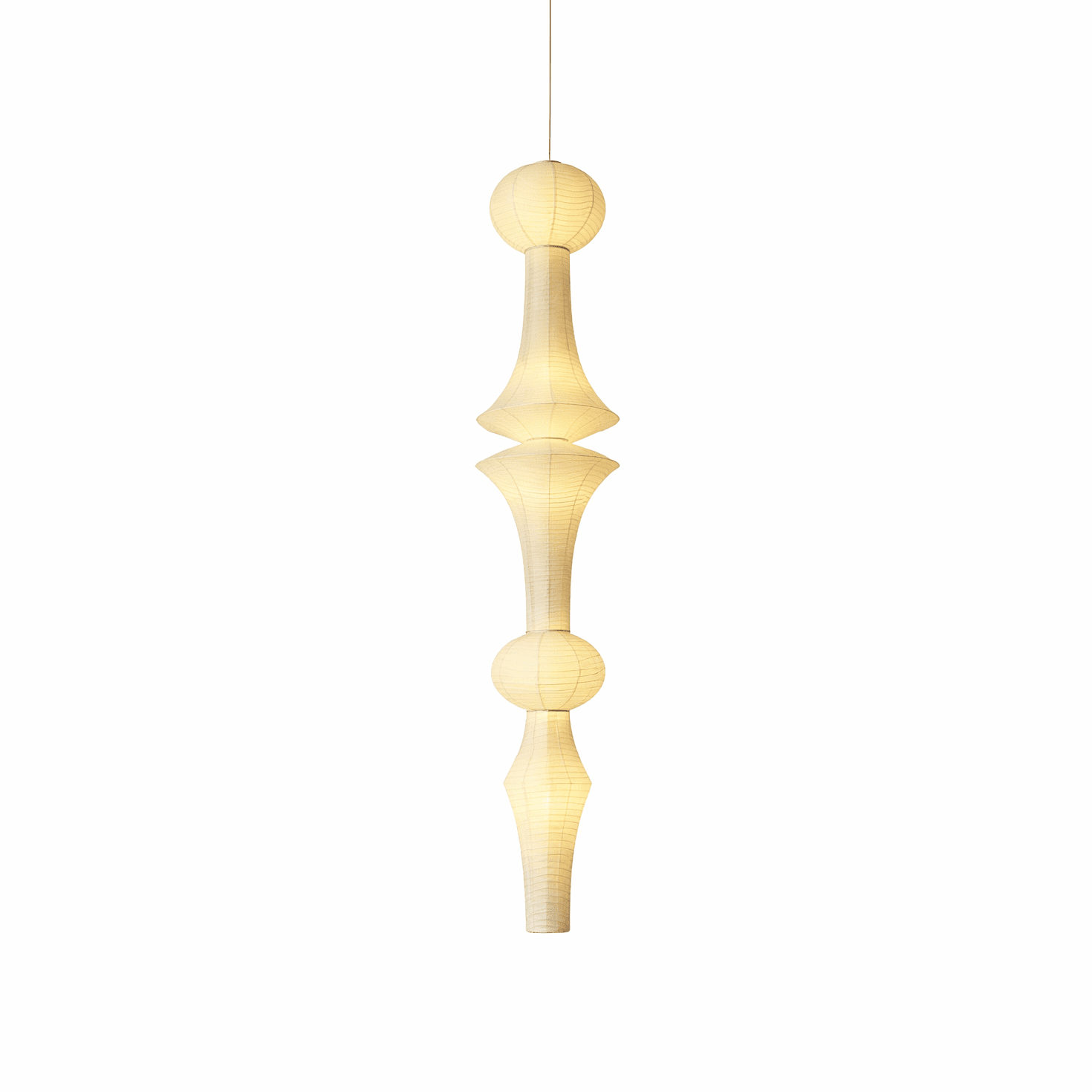 Washi Paper Pendant Light 12.2 in x 55.1 in White Indoor Ceiling Hanging Lamp Warm Ambient Lighting Decorative E26 E27 | Thomler