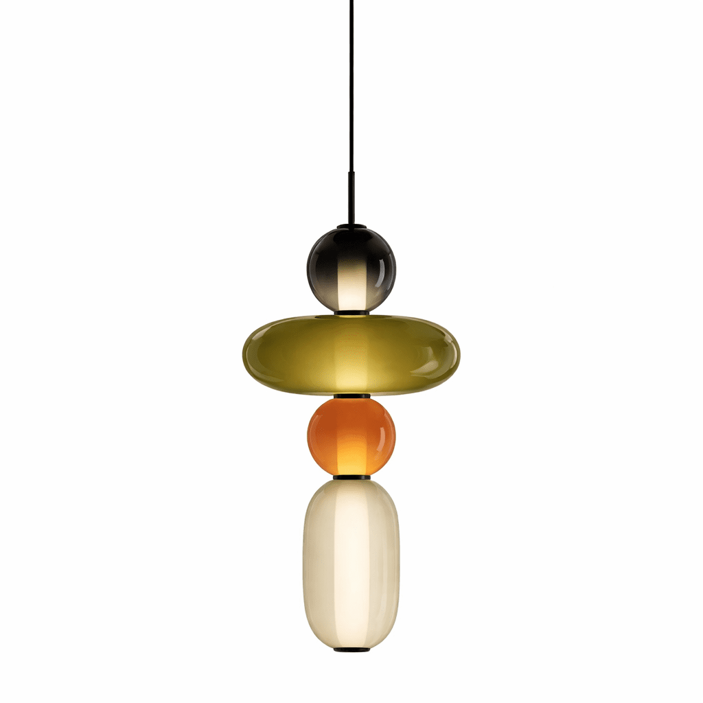 Candied Glass Pendant Light 19.7 in LED Ceiling Fixture Multi-Color Indoor Dining Room Hanging Lamp | Thomler