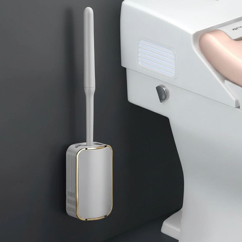 Space-Saving Toilet Scrubber with Ventilated Holder – Wall Mount Bathroom Cleaning Tool with Fast-Dry Basin for Home, Apartment, Guest Bath | Thomler