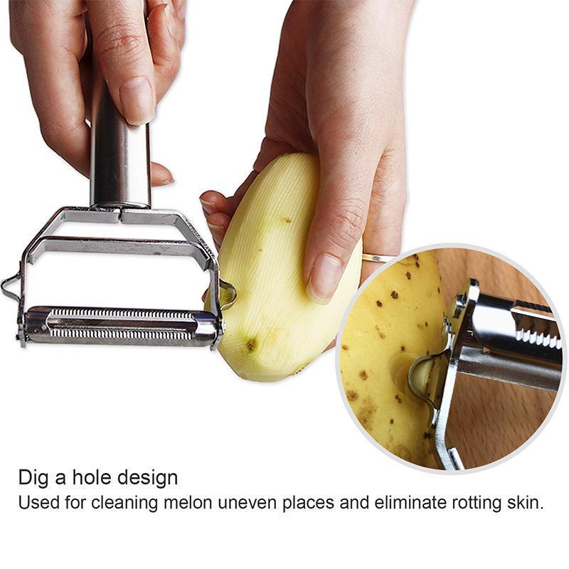 Dual-Blade Vegetable Peeler with Julienne Slicer | Stainless Steel Kitchen Tool for Potatoes Carrots Zucchini Cucumbers Apples | Dishwasher | Thomler