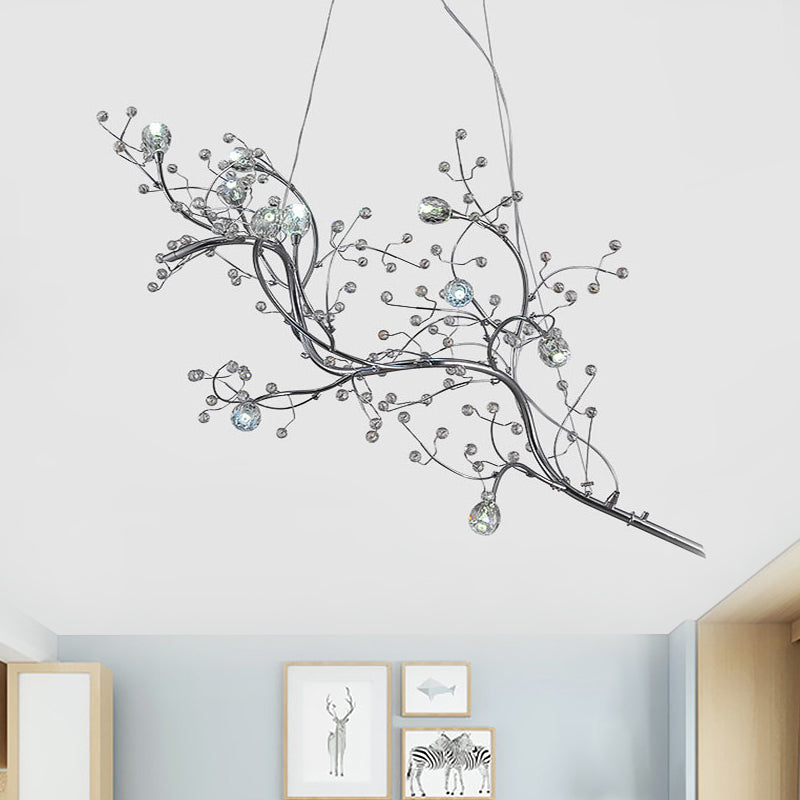 Modern Crystal Bead Chandelier 10-Light Metal Branch Ceiling Fixture for Dining Room & Living Room | Thomler