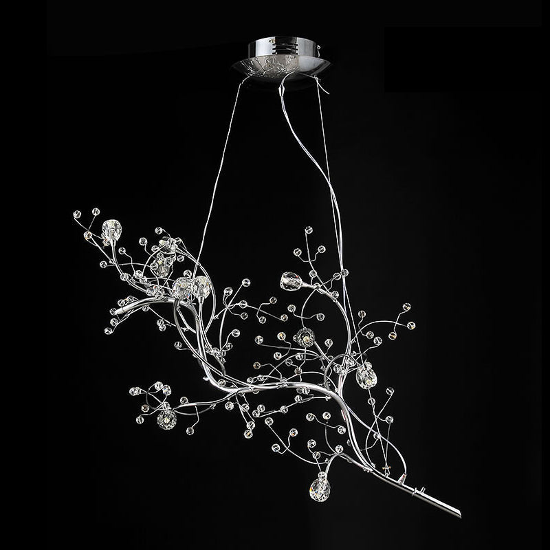 Modern Crystal Bead Chandelier 10-Light Metal Branch Ceiling Fixture for Dining Room & Living Room | Thomler