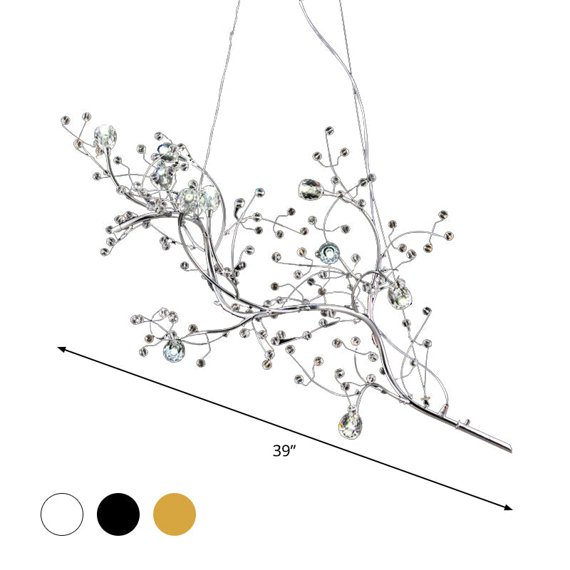Modern Crystal Bead Chandelier 10-Light Metal Branch Ceiling Fixture for Dining Room & Living Room | Thomler