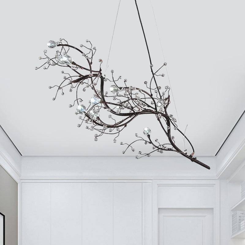 Modern Crystal Bead Chandelier 10-Light Metal Branch Ceiling Fixture for Dining Room & Living Room | Thomler