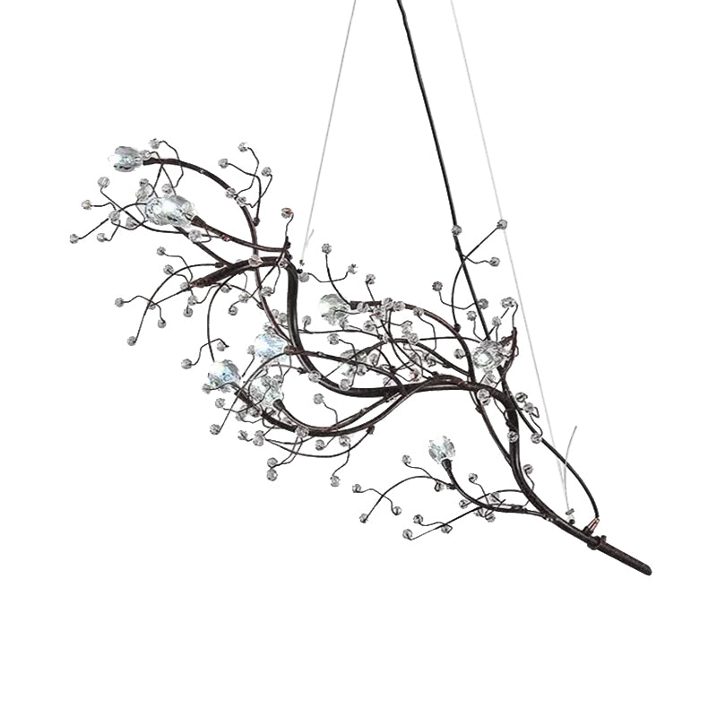 Modern Crystal Bead Chandelier 10-Light Metal Branch Ceiling Fixture for Dining Room & Living Room | Thomler