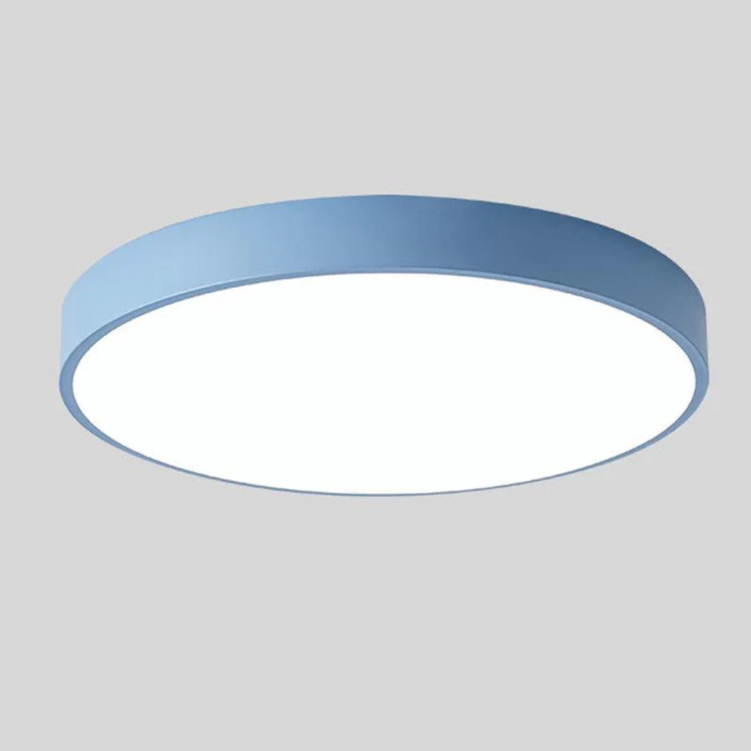 Round Wood Ceiling Light Fixture | Modern Scandinavian LED Flush Mount for Bedroom Living Room Kitchen | Thomler