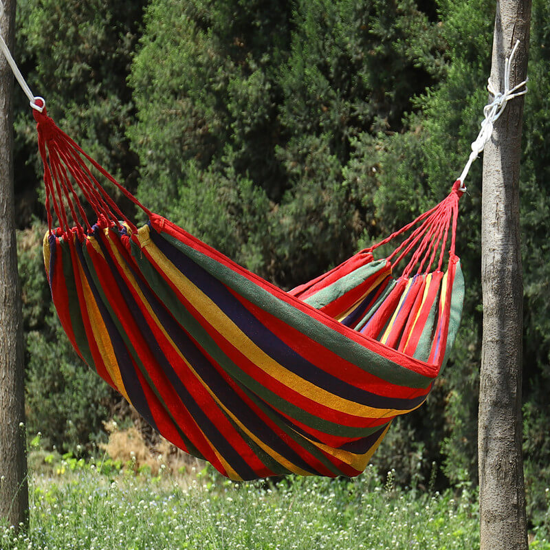 Hammock Cotton Blend 260.0 cm Portable Garden Balcony Camping Relaxation Swing Bed With Storage Bag Anti Tilt Design | Thomler