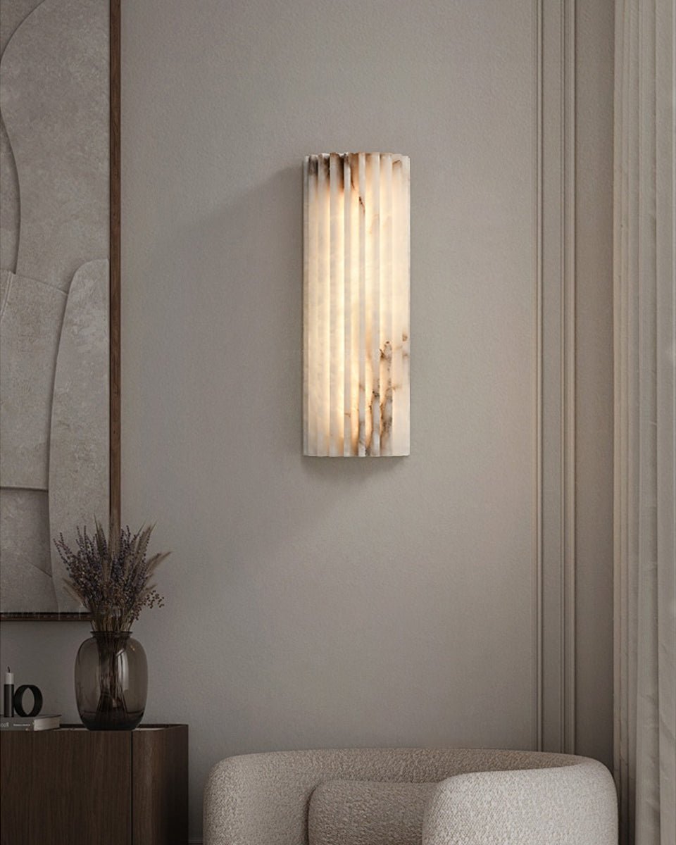 Alabaster Wall Light 11.8 in Integrated LED Indoor Ribbed Sconce Bedroom Hallway Ambient Lighting Fixture | Thomler