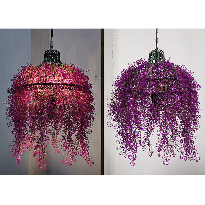 Chandelier Iron With 19.7 in Green Purple Modern Hallway Living Room Bedroom Lighting Fixture 3-Light | Thomler