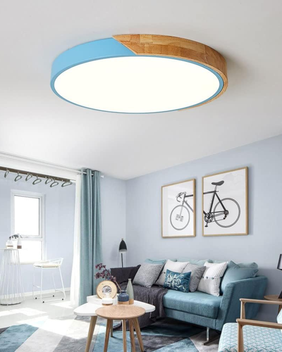 Moderne ronde plafondlamp met houtaccent en LED verlichting – minimalistische designlamp in 23 30 40 50 en 60 cm | Sansoti