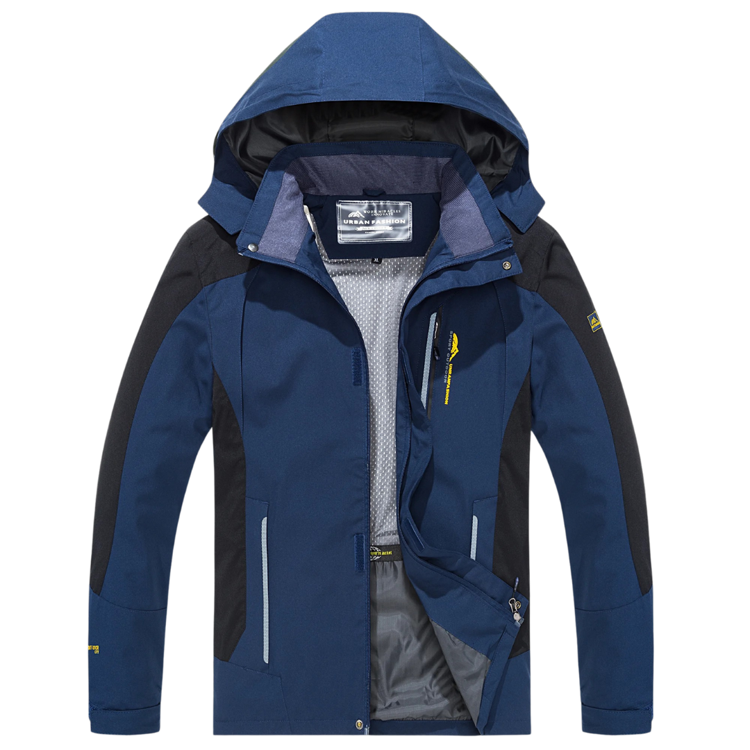 Men's Windproof Rain Shell Jacket with Removable Hood for Hiking, Camping & Outdoor Adventures – Waterproof Lightweight Expedition Coat | Thomler