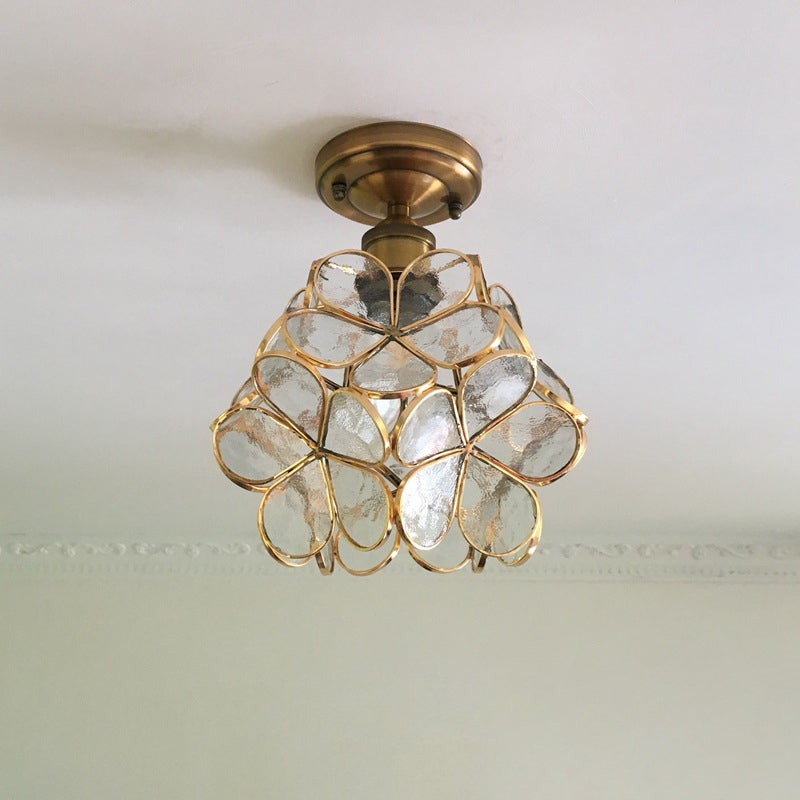Stained Glass Ceiling Light Fixture with Botanical Design – Semi-Flush Mount 8-Inch Dome for Hallway, Bedroom, Kitchen | Thomler