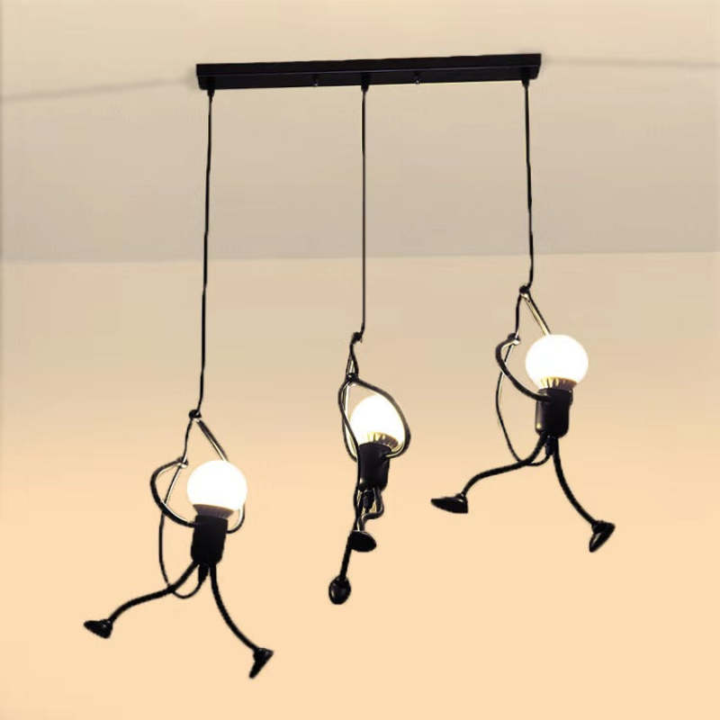 Superhero Silhouette Metal Pendant Light with Adjustable Cable & LED Bulbs | Thomler