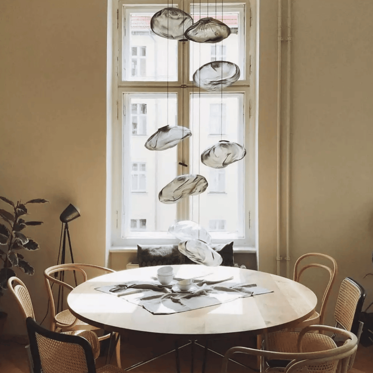 Handblown Sculptural Pendant in Warm Glass Finish for Dining Room Kitchen Island Loft Apartment | Thomler