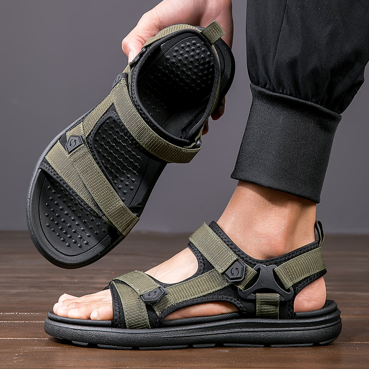Men's Breathable Hiking Sandals with Adjustable Straps & Non-Slip Rubber Sole for Outdoor Adventures, Camping, Trekking & Trail Walking | Thomler