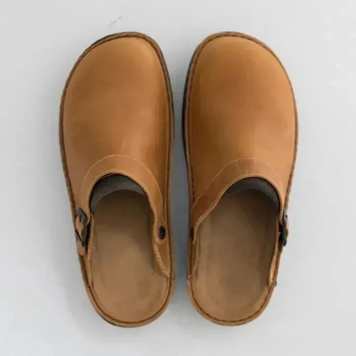 Men's Wooden Clogs with Open Back – Slip-On Mules with Rubber Sole for Work, Home & Casual Wear | Thomler