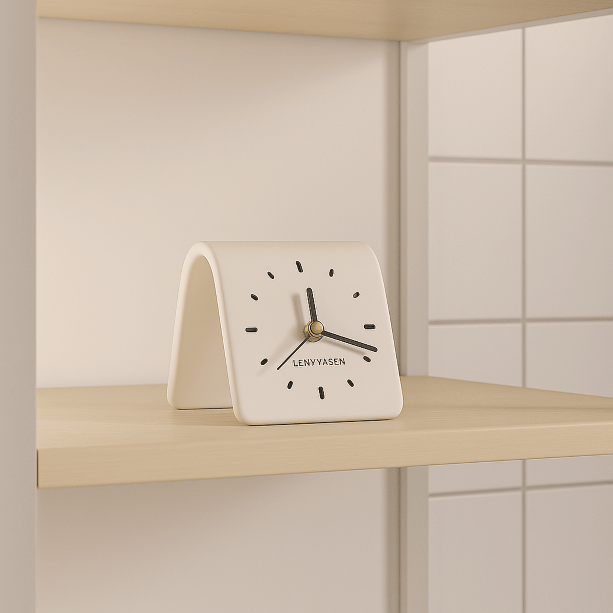 Square Ceramic Tabletop Clock Silent Movement Home Décor Analog Display Non-Ticking for Desk Nightstand Bedroom Office | Thomler