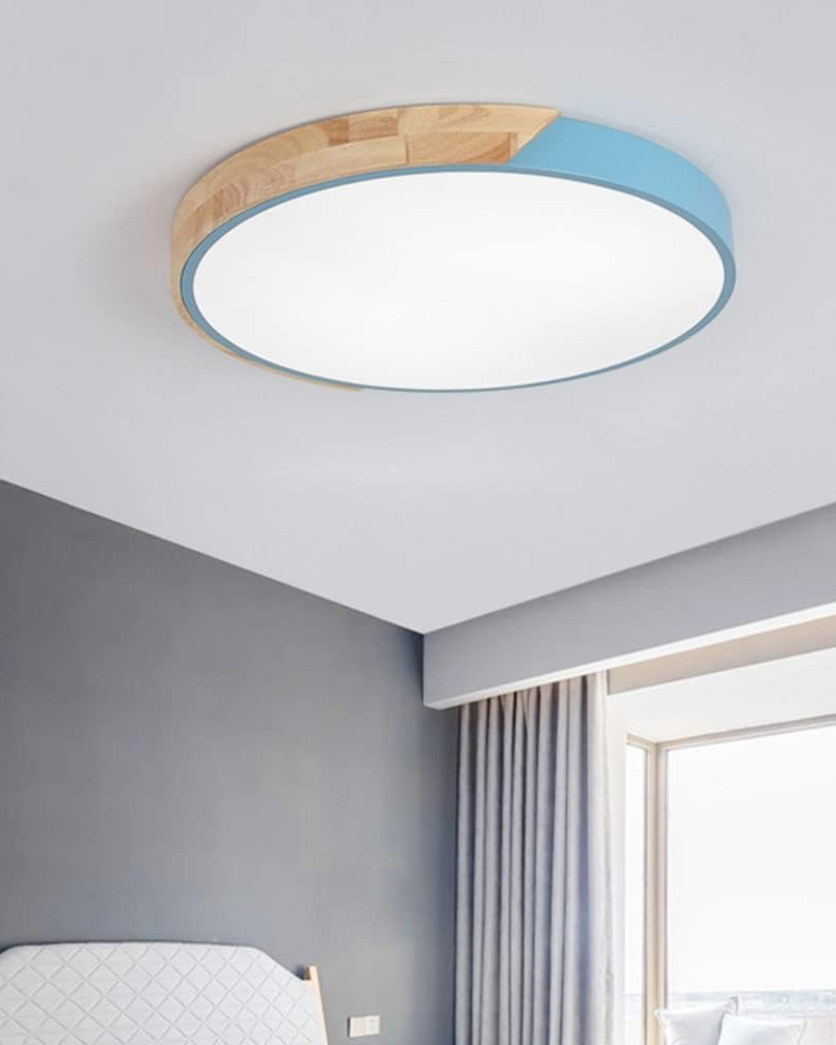 Moderne ronde plafondlamp met houtaccent en LED verlichting – minimalistische designlamp in 23 30 40 50 en 60 cm | Sansoti