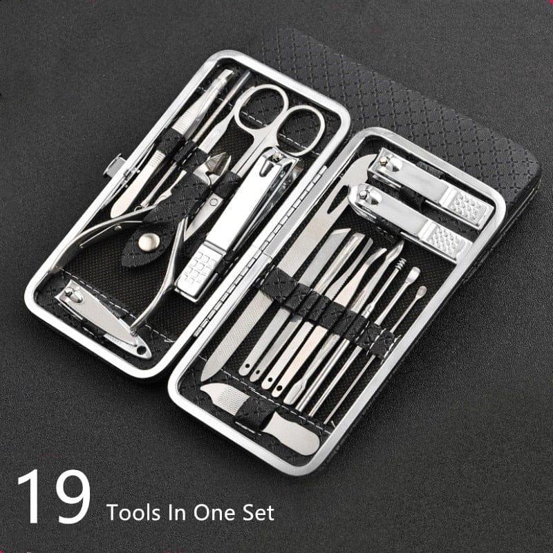 Complete Nail Care Tool Kit – 19-Piece Grooming Essentials in Leather Case | Thomler