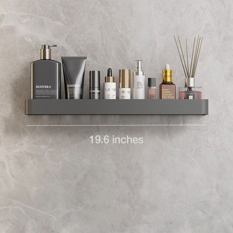 Bathroom Shelf Aluminium 30.0 cm Grey Self Adhesive Shower Wall Organiser With Towel Holder Floating Storage Rack | Thomler