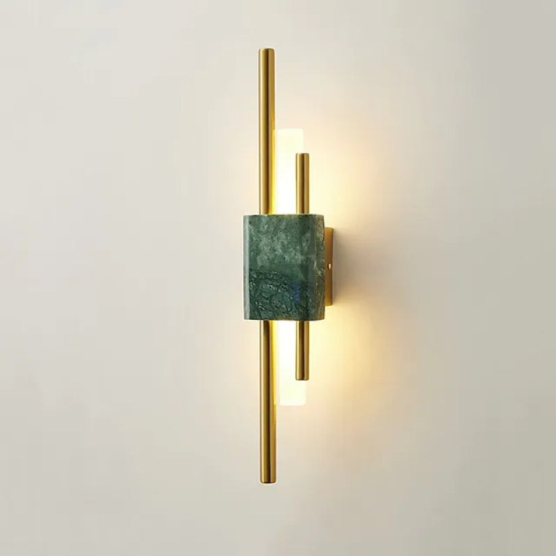 Modern Linear Wall Sconce with Marble Accents – Metal Construction, Warm LED Lighting for Bedroom & Living Room | Thomler