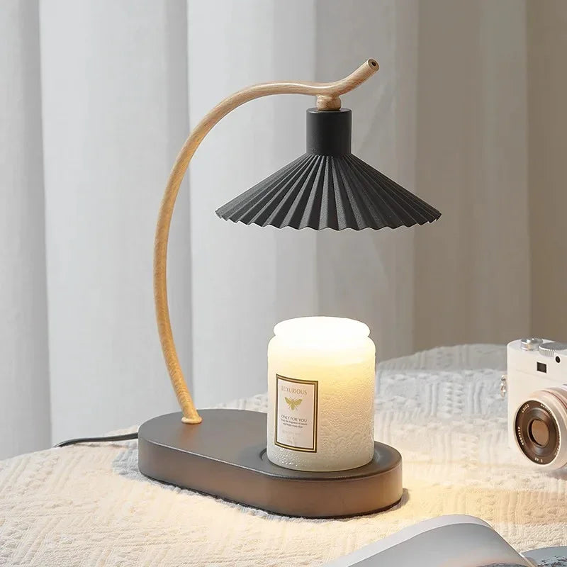 Candle Warmer Lamp Wood 31.0 cm Black Tabletop Home Fragrance Mood Lighting Flameless Candle Heating Lamp | Thomler
