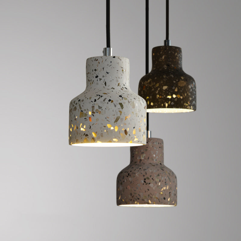 Terrazzo Cement Pendant Light with Adjustable Cord, Single Bulb Fixture for Kitchen Island, Entryway & Dining Room, Modern Industrial | Thomler