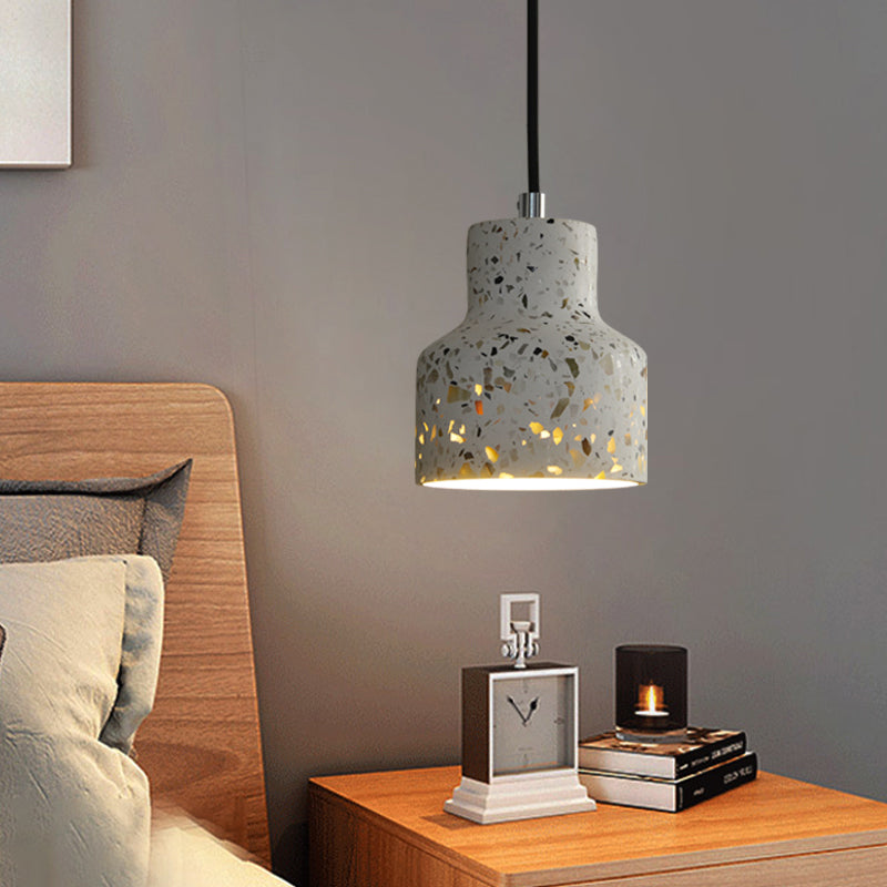 Terrazzo Cement Pendant Light with Adjustable Cord, Single Bulb Fixture for Kitchen Island, Entryway & Dining Room, Modern Industrial | Thomler