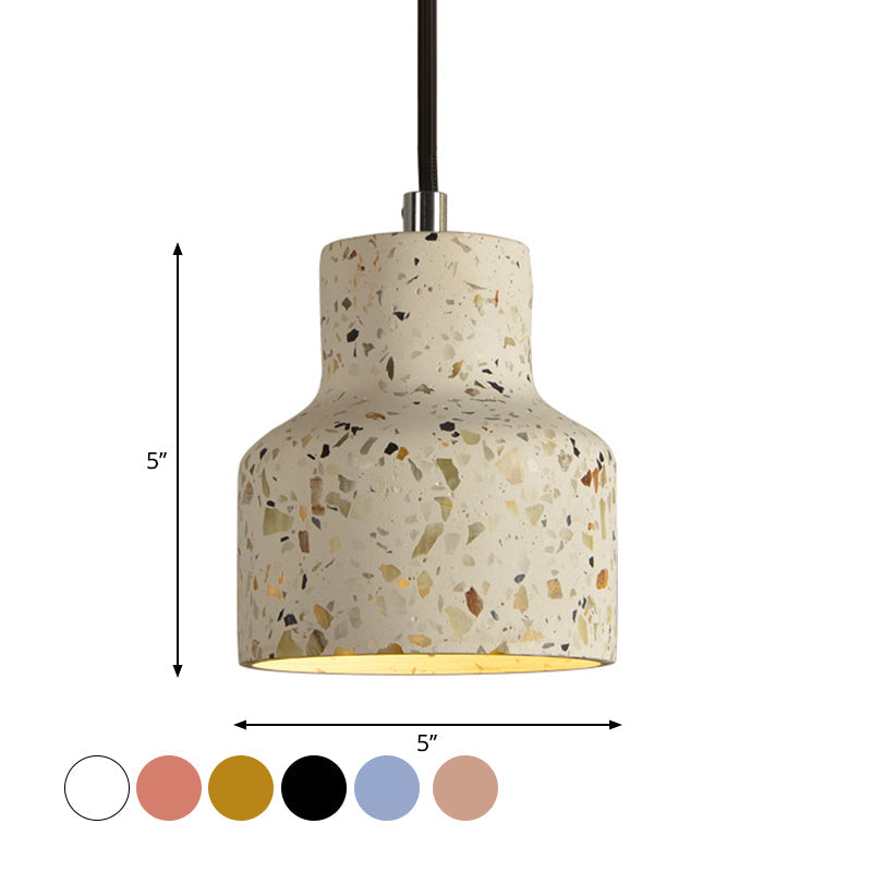 Terrazzo Cement Pendant Light with Adjustable Cord, Single Bulb Fixture for Kitchen Island, Entryway & Dining Room, Modern Industrial | Thomler