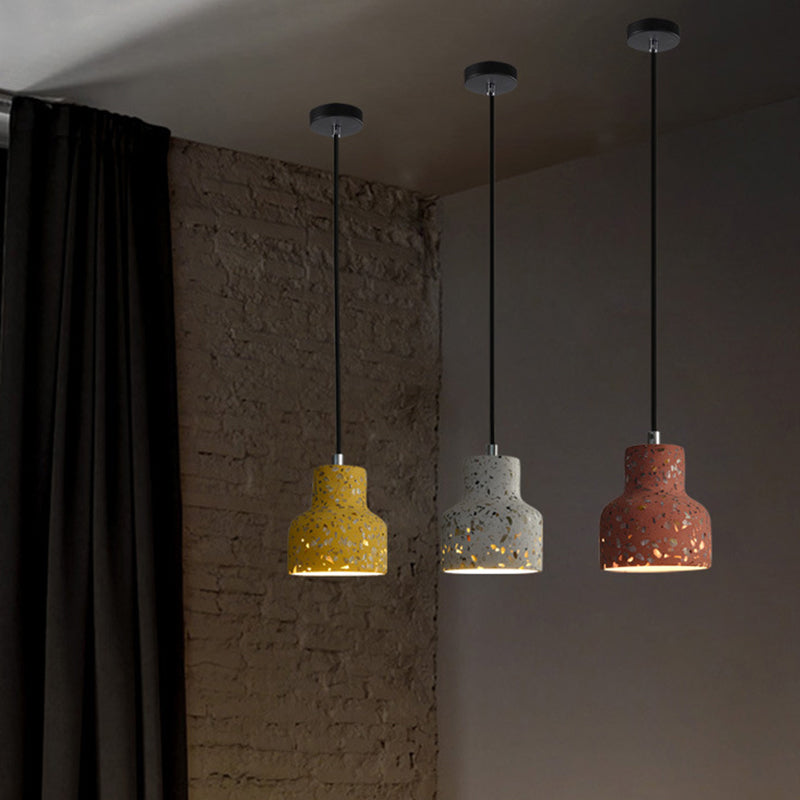 Terrazzo Cement Pendant Light with Adjustable Cord, Single Bulb Fixture for Kitchen Island, Entryway & Dining Room, Modern Industrial | Thomler